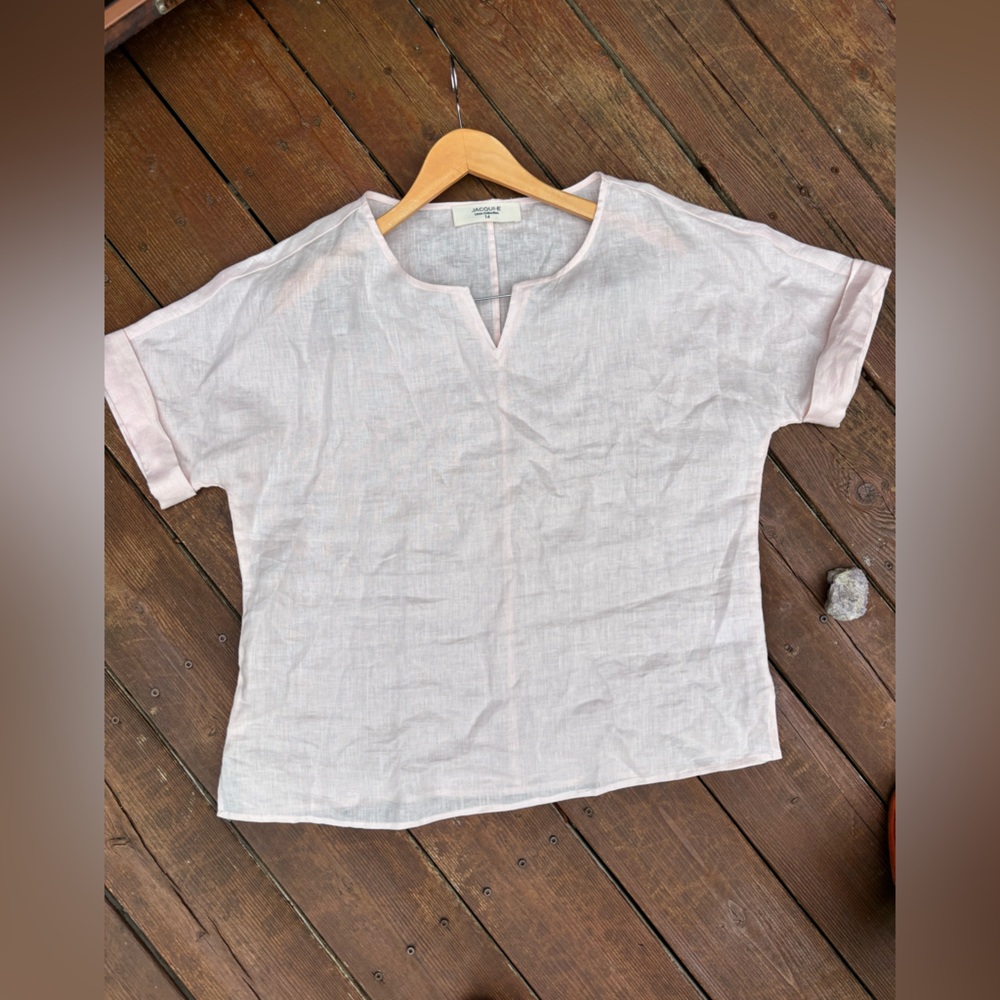 Linen V-Neck Top, Light Pink, 100% Linen blouse, neutral blush top, comfy top